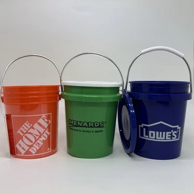 Mini Bucket Home Depot, Lowe’s, Menards Set Of 3 - Ornaments, Gift Cards, Gifts