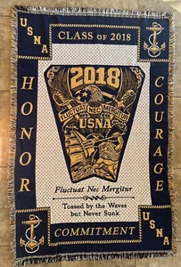 United States Naval Academy USNA CLASS OF 2018 Throw/Tapestry Blanket US Navy - Picture 1 of 10