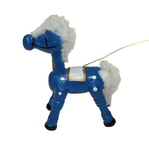 Árbol de Navidad de juguete de madera de madera azul blanco vintage de 3"" adorno - Imagen 1 de 6