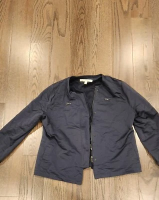 Chaqueta de nailon azul marino Nordstrom Collection para mujer talla L cremallera completa sin cuello Foto 1 de 4