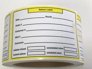 Rolle mit 500 vorgedruckten Etiketten für Rücksendungen, 3-1/4 Zoll x 2-1/4 Zoll - Bild 1 von 2