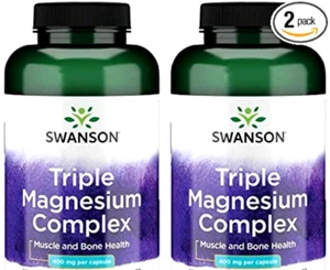2 Packs, Triple Magnesium Complex, 400 mg, 200 Caps (2x100) Muscle & Bone Health - Picture 1 of 3