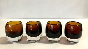 Lot of 4 Crate & Barrel DIVA Votive Candle Holder Tea Light Poland Topaz Glasses - Picture 1 of 5