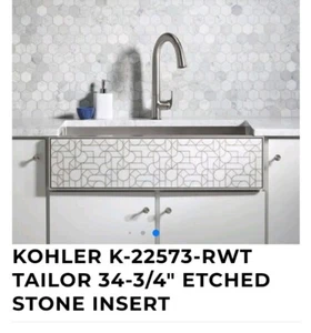 KOHLER K-22573-RWT TAILOR 34-3/4" ETCHED STONE INSERT, Royal white geo NEW - Picture 1 of 13