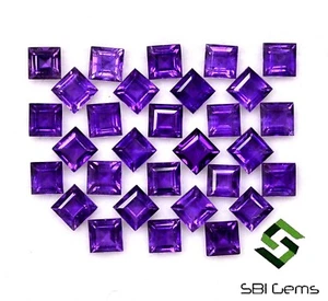 Natural Amethyst Square Cut 4 mm 10.41 CTS Lot 30 Pcs Calibrated Loose Gemstones - Picture 1 of 6