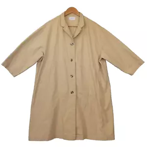Japanischer Oversize Mantel Damen Sand Twill MUMOKUTEKI Beige Canvas Kastig Lagenlook - Bild 1 von 16