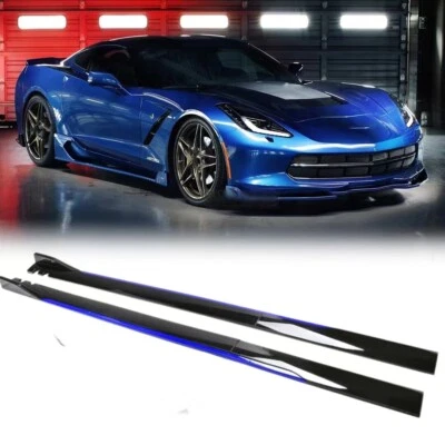 For Chevrolet Corvette 86" Side Skirt Extension Rocker Panel Splitter Black Blue Foto 1 de 4