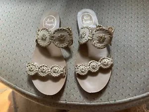 JACK ROGERS Navajo Cream Gold Stitched Leather Sandals Wm US 6M - Picture 1 of 5