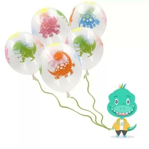 10x Clear Dinosaur Print Cute Dino Latex Balloons Assorted Birthday Party Kids - Picture 1 of 7