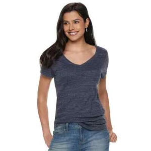Damen Sonoma Goods For Life® Essential T-Shirt mit V-Ausschnitt Grau Größe XST - Bild 1 von 3