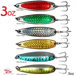 3oz Fishing Spoons Jig Treble Hook Holographic Laser casting crocodile bait lot - Picture 1 of 25
