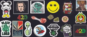 420 Weed Marijuana Cannabis Blaze E.T. Mickey Fun Vinyl 18 Stickers C X 4 pack - Picture 1 of 4