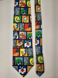 Looney Tunes Stamp Collection Mens Neck Tie Bugs Tweetie Sam Taz Road Runner - Picture 1 of 4