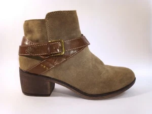 Tan Brown Block Heel Suede Leather Straps Ankle Boots WHITE MOUNTAIN Yonder sz 9 - Picture 1 of 10