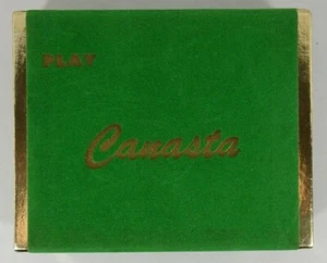 Cartas de juego ARRCO Canasta de la década de 1950 dos barajas sin abrir en caja de terciopelo original EE. UU. - Imagen 1 de 5