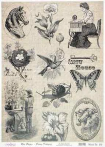 Papel de arroz A/4 para libro de recortes hoja artesanal - casa de campo - Imagen 1 de 1