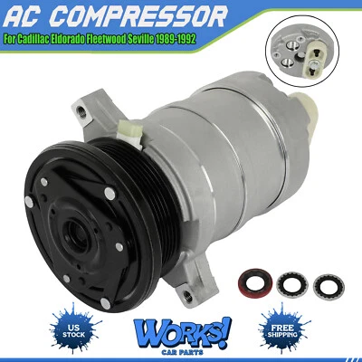 For Cadillac Eldorado Fleetwood Seville 1989-1992 A/C Compressor With 6 Groove - Image 1 of 4