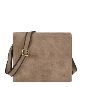Dethloff Umhängetasche Leder A4 Querformat Schultertasche Messenger taupe NEU - Bild 1 von 11
