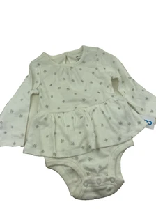 Baby Bodysuit Dress Size 12m Girls Carter's White Snap Buttons Children Kids - Picture 1 of 7