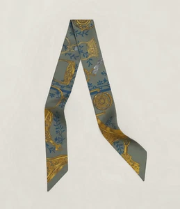 NEU Hermes Etiers Remix Twilly Vert De Gris / Bleu Moyen / Doré - Grau & Gold - Bild 1 von 5