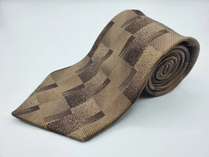 "Corbata Milael York - Hecha en EE. UU. 100% marrón seda 2 tonos geométrica L 60"" W 3 7/8""" - Imagen 1 de 5
