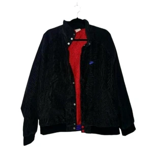 Vtg 90's Nike Coat Jacket Mens XL Sportswear Black Red Corduroy Button Up - Picture 1 of 8