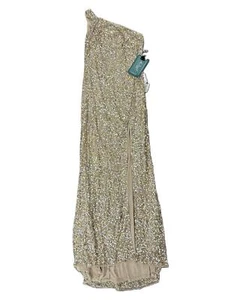 Nuevo Vestido Mac Duggal Desnudo Lentejuelas Abertura Lateral Un Hombro 10729 Talla 6 - Imagen 1 de 6