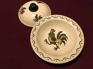 Metlox Poppytrail Green Rooster Vegetable/Serving Bowl w/Lid - Picture 1 of 4