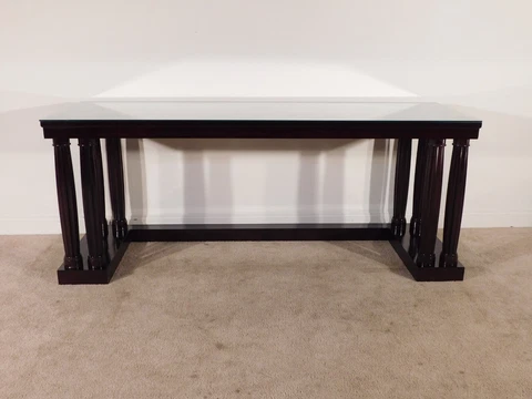 MONUMENTAL Custom Palladian Style Baker Java Finish Foyer Entrance Console Table Cover