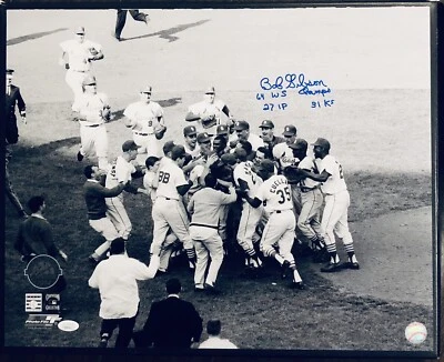Bob Gibson Signed “64 WS Champs, 27 IP, 31 K’s” 16x20 Cardinals Auto Photo JSA - Image 1 of 4
