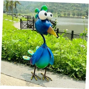Peacock Decor Metal Yard Art Outdoor Statues Lawn Decorations Outside Green - Picture 1 of 8