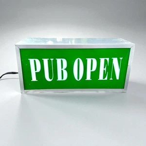 Lámpara de bar con letrero cerrado abierto iluminado vintage caja verde luz hombre cueva taberna - Imagen 1 de 14