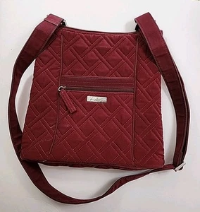 Borsa a tracolla Vera Bradley Hipster color vino microfibra trapuntata borsetta nuova senza etichette - Foto 1 di 15