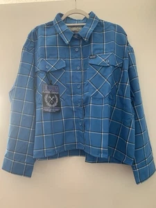 NWOT Dixxon Womens Brentwood Button Up Plaid Long Sleeve Shirt 2X - Picture 1 of 8