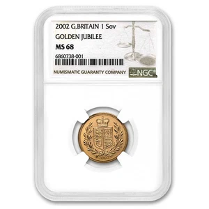 2002 Great Britain Gold Sovereign Jubilee MS-68 NGC - Picture 1 of 3
