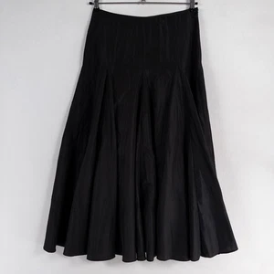 Tape Measure Maxi Skirt Womens 6 Black Gored Flared Taffeta Witchy Elegant Goth - Picture 1 of 8