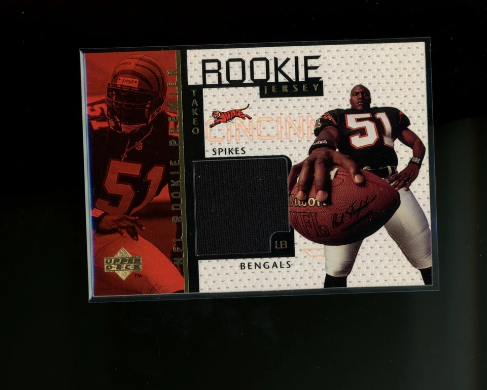 1998 Upper Deck Game Jersey Patch #GJ17 Takeo Spikes Rookie RC - Image 1 of 1