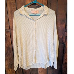 Scandal Made In Oversized L/S Pastel Yellow Button Front Shirt Size Small Boho  - Picture 1 of 4