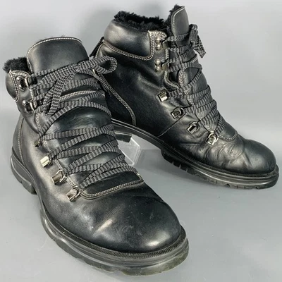 Botas De Senderismo De Cuero Negro Shearling Con Cordones Jimmy Choo Talla 13 - Imagen 1 de 4