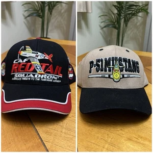 CAF Red Tail Squadron Cap Hat Tuskegee Airmen WW2 Airplane P-51 Mustang Hat Lot - Picture 1 of 3