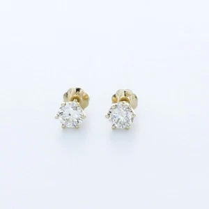 Orecchini classici 3/4 carati I SI1 taglio tondo diamanti naturali certificati oro 14 kt - Foto 1 di 9