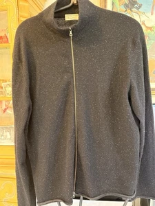 LAMBERTO LOSANI 100% KASCHMIR SALT & PEPPER REISSVERSCHLUSS CARDIGAN PULLOVER GR. L - Bild 1 von 5