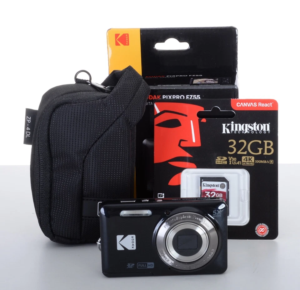 Kodak PIXPRO FZ55 16MP 5x Zoom Compact Camera Bundle Kit - Black - Image 1 of 4