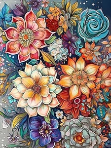 Flowers Art for Beginner DIY Round 5D Paint with Diamonds Pictures Gem Full Dril - Picture 1 of 7