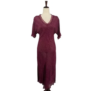 Maxi Vestido April Cornell Rayón Transparente *Sin Deslizamientos* Encaje Cuello en V Manga Corta XS/S - Imagen 1 de 13