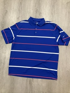 Camisa de golf Nike XL azul/rojo/blanco a rayas, manga corta, polo Dri-Fit para hombre - Imagen 1 de 5