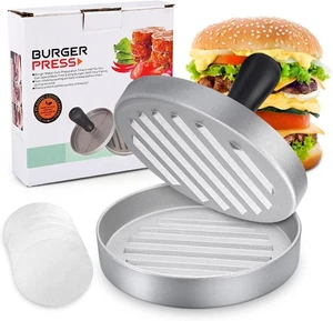 Pressa per Hamburger Pressa Stampa in Alluminio + 100 Carta Antiaderente,Perfett - Foto 1 di 8