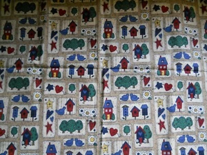 Birds Birdhouses & Trees on Tan Fabric 100% Cotton 1 yd x 45" - Picture 1 of 3
