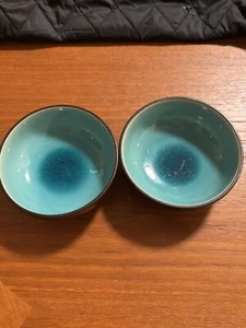 2 Turquoise and Brown 4.5” & 1 Blue, 1 Gold 4”Soy Dipping Glazed Bowls Stoneware - Picture 1 of 6