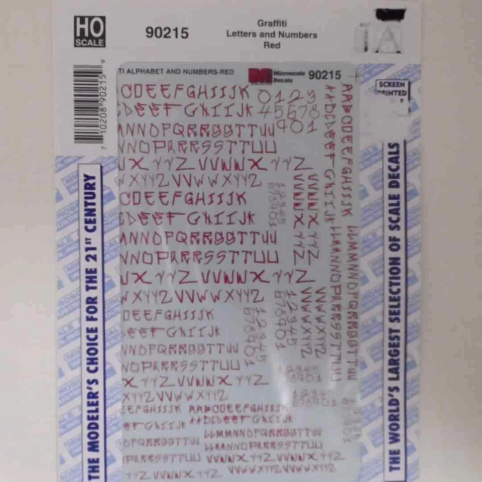 Microscale HO Scale Decals: Graffiti - Letters and Numbers - Red - Image 1 of 1